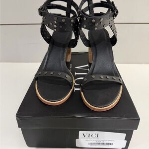 Vici Black Studded Sandals